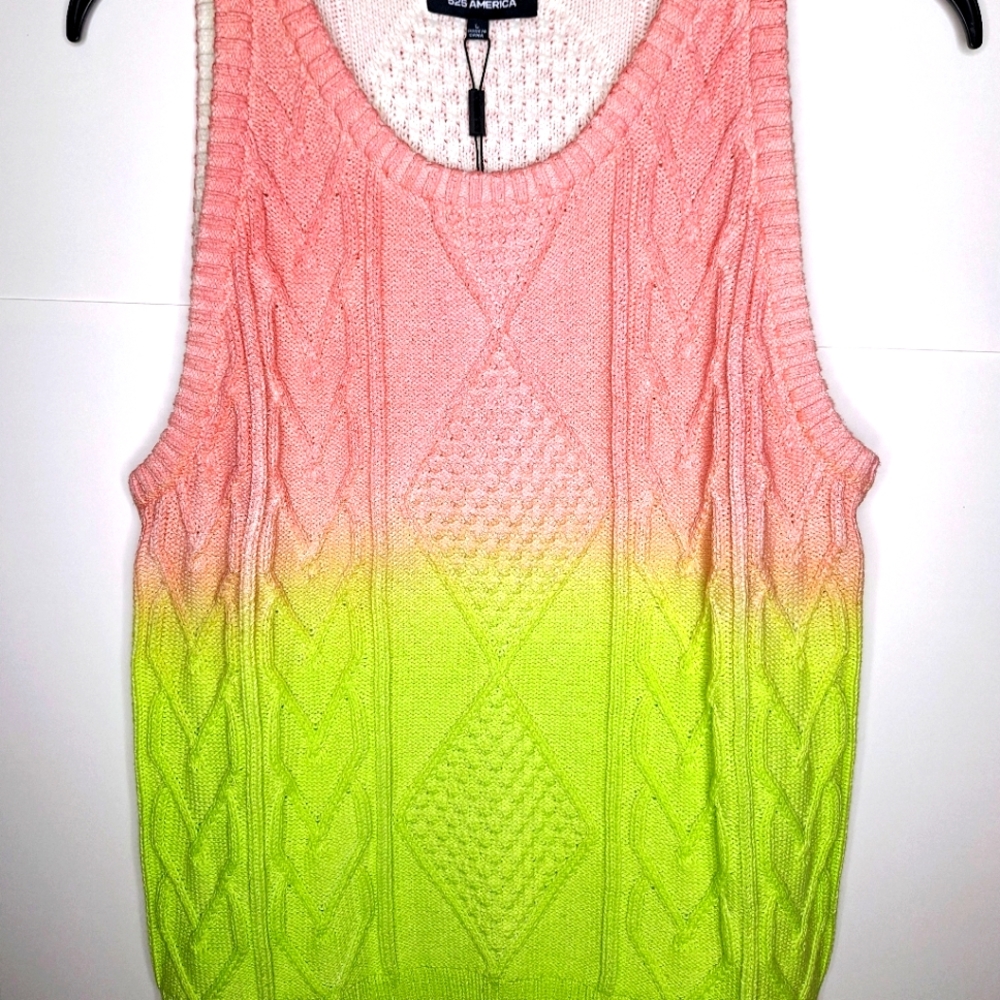 Granola girl, light academia, womens apple green and salmon pink vest. - Picture 1 of 9